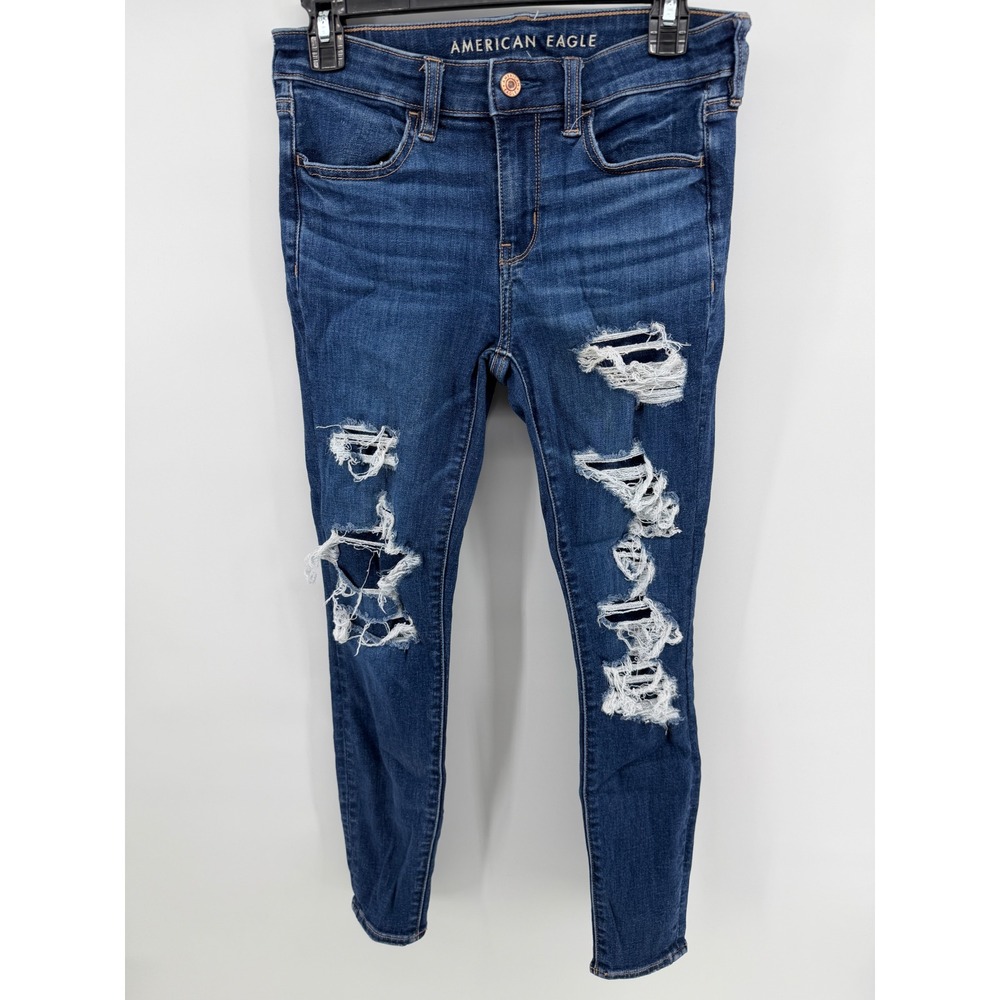American Eagle Next Level Stretch Jegging‎ Distressed Blue Jeans Womens 4 Short
